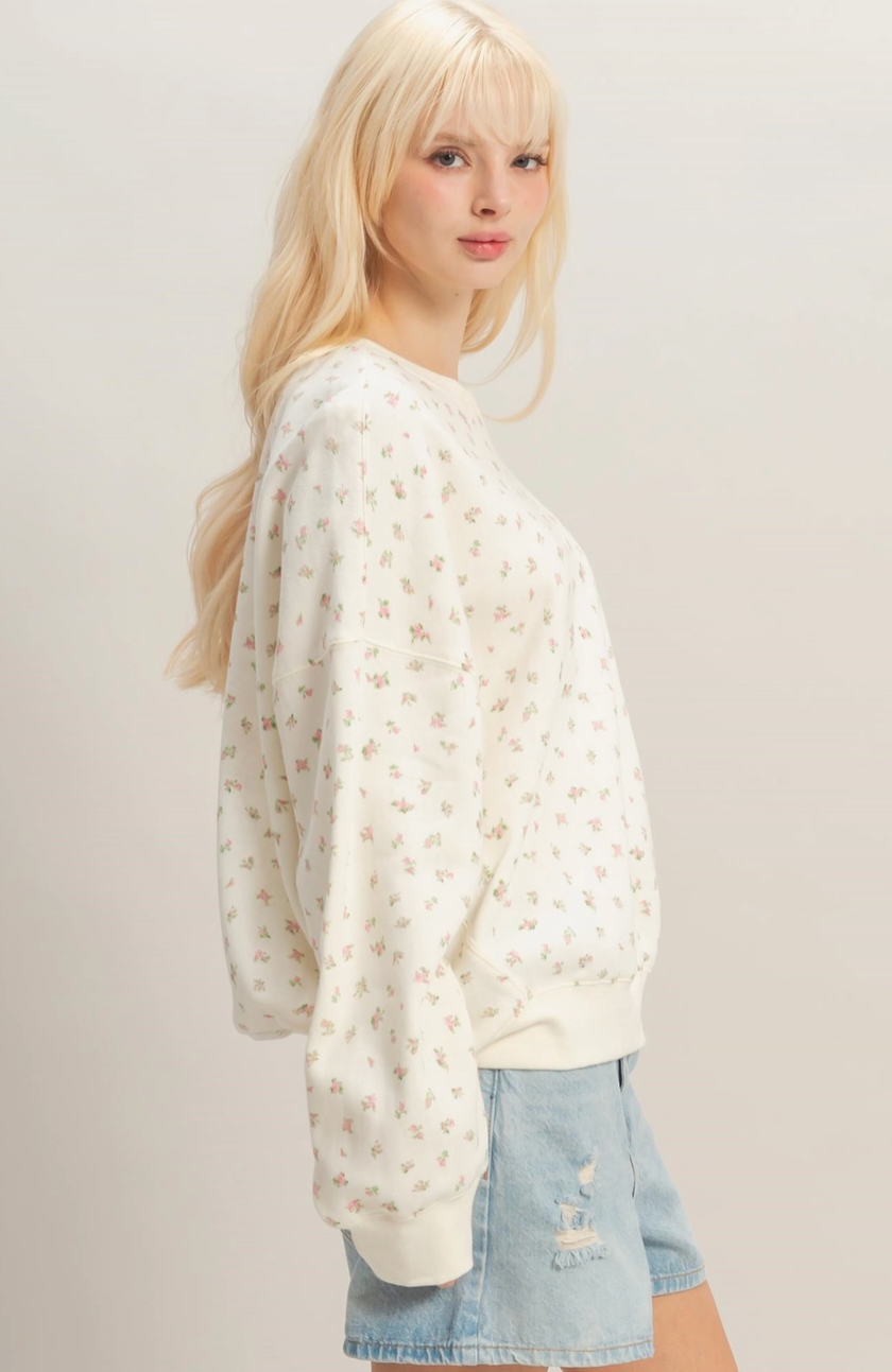 Laid Back Ditsy Floral Sweatshirt - Pink