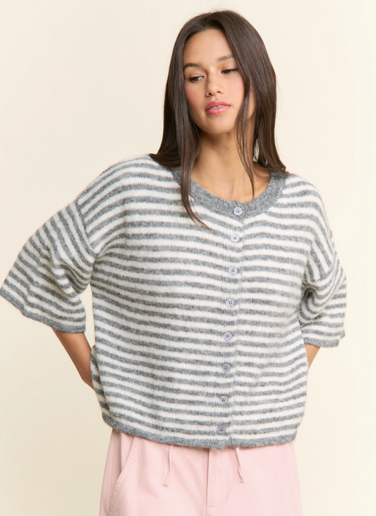 Seabreeze Stripe Cardi - Grey