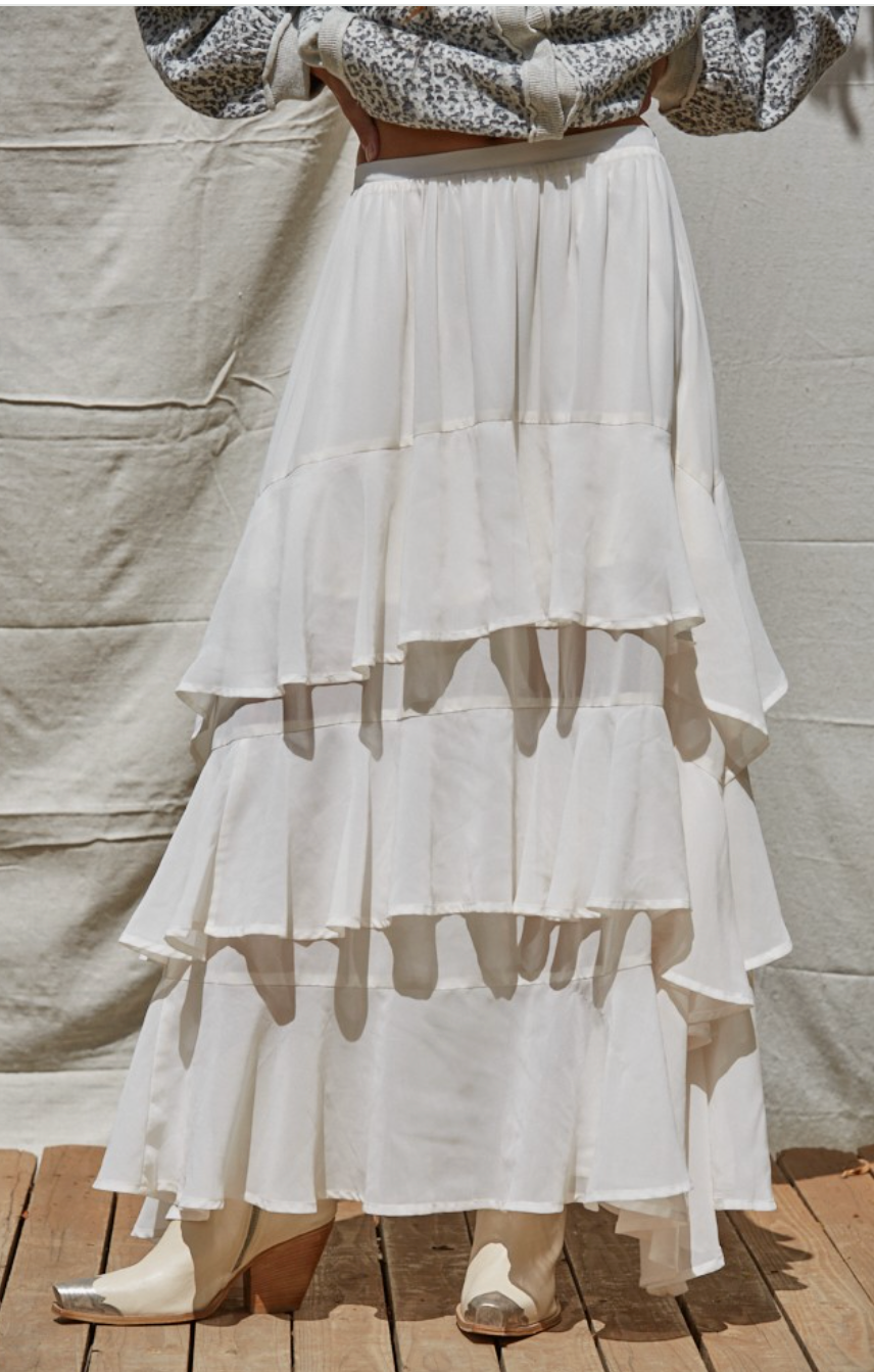 Give It A Twirl Chiffon Skirt Cream