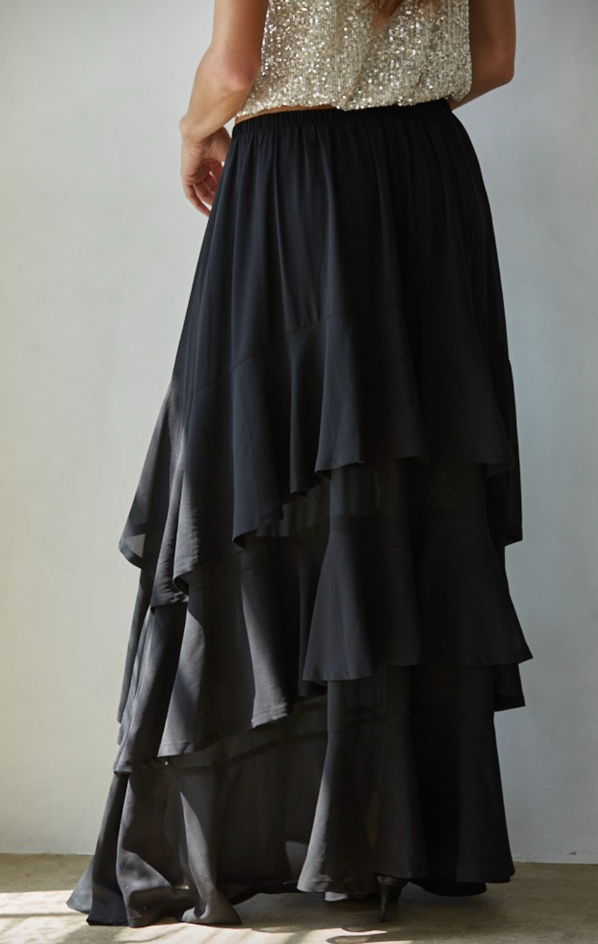 Give It A Twirl Chiffon Skirt Black