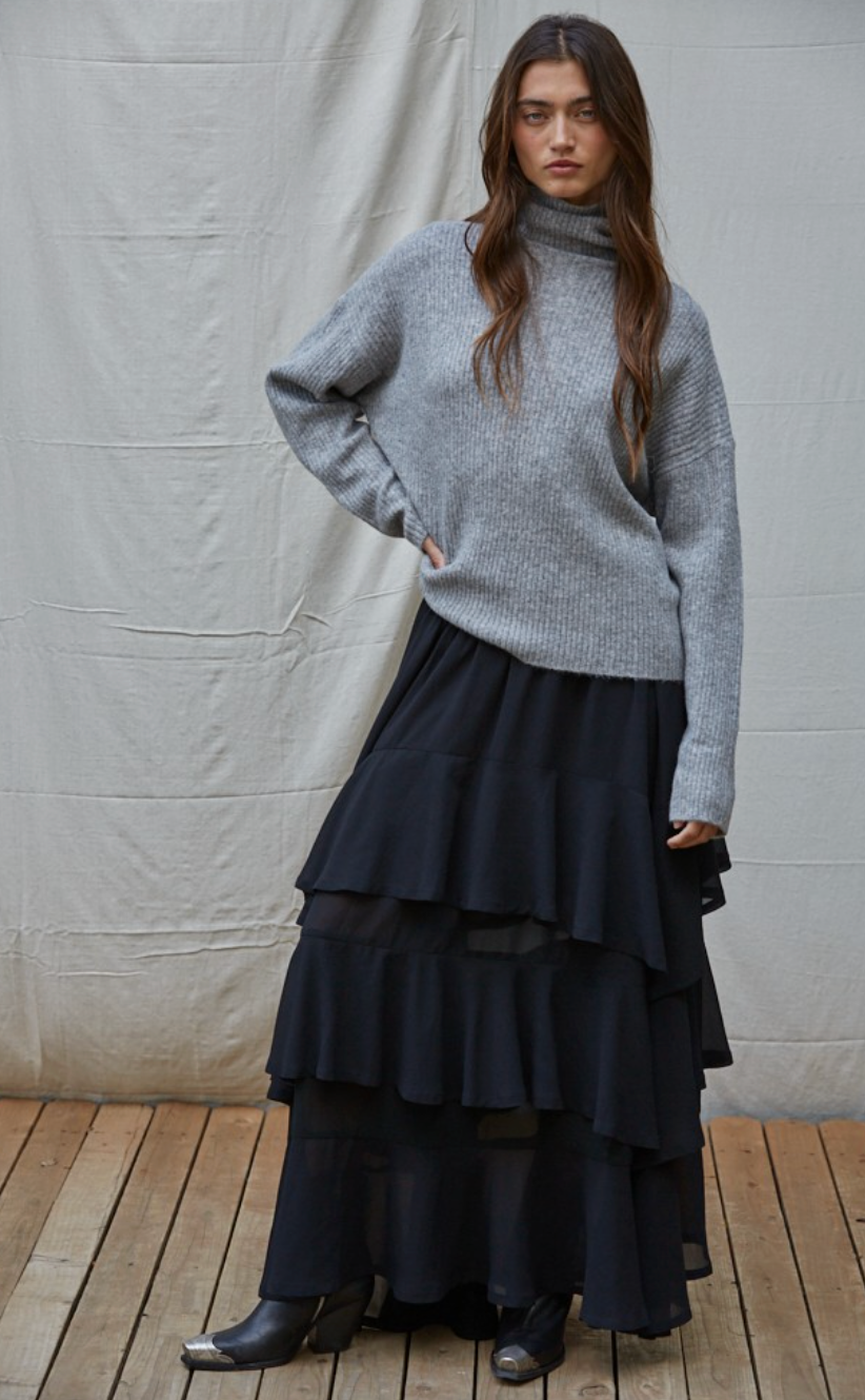 Give It A Twirl Chiffon Skirt Black