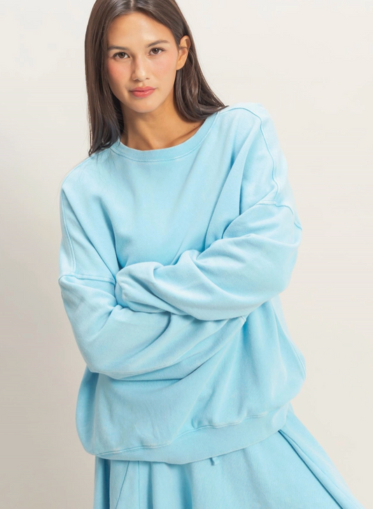 Laid Back Oversized Sweatshirt - Aqua