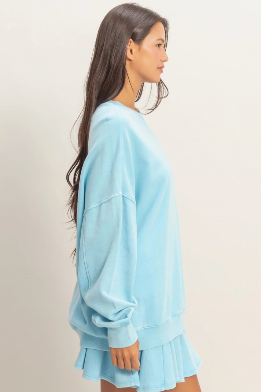 Laid Back Oversized Sweatshirt - Aqua