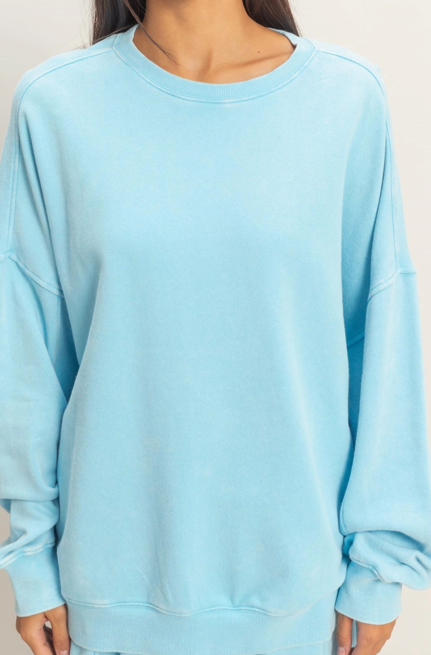 Laid Back Oversized Sweatshirt - Aqua