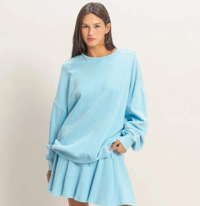 Laid Back Oversized Sweatshirt - Aqua
