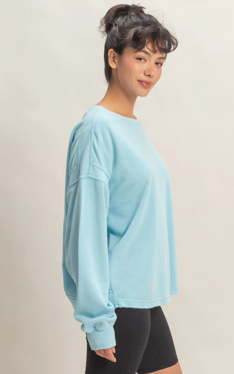 Laid Back Cross Back Sweatshirt - Aqua