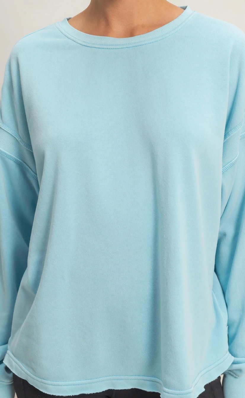 Laid Back Cross Back Sweatshirt - Aqua