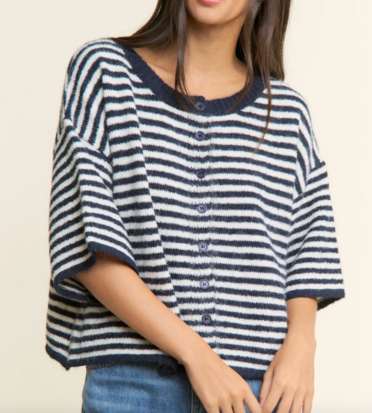 Seabreeze Stripe Cardi - Navy