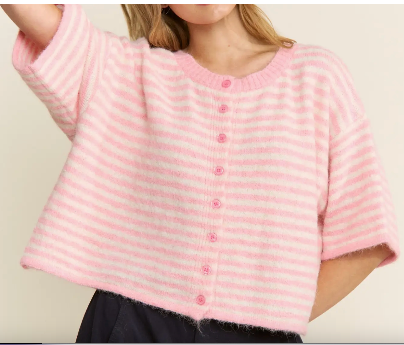 Seabreeze Stripe Cardi - Pink