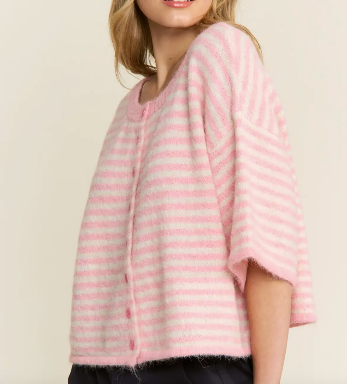 Seabreeze Stripe Cardi - Pink