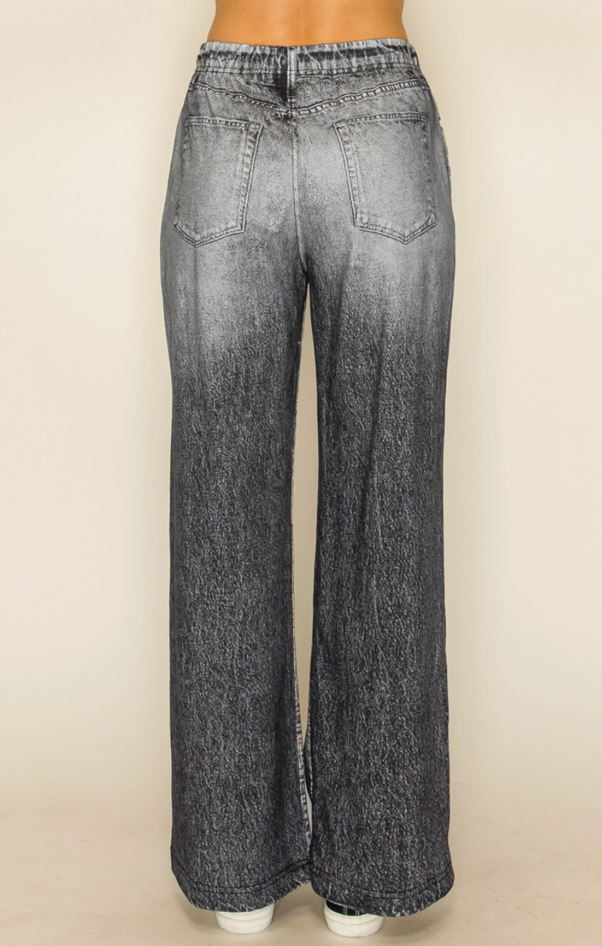 Just Like Jeans French Terry Sweat Pants - Washed Black