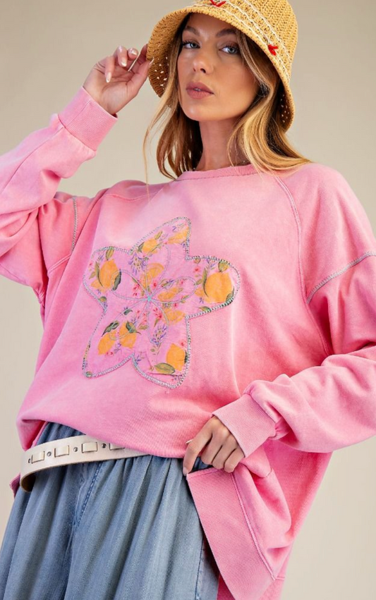 Big Flower Oversized Pullover