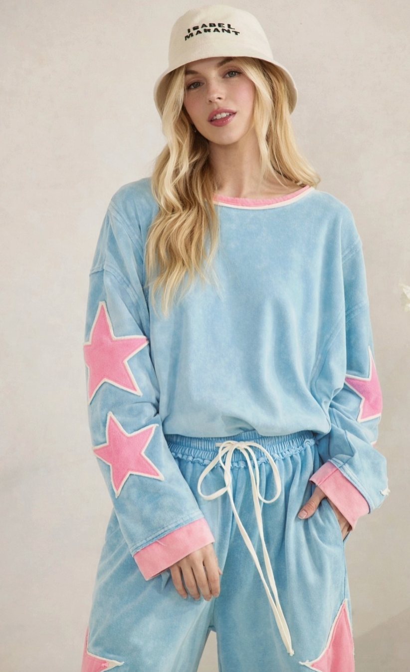 Stardust French Terry Top - Berry Blue