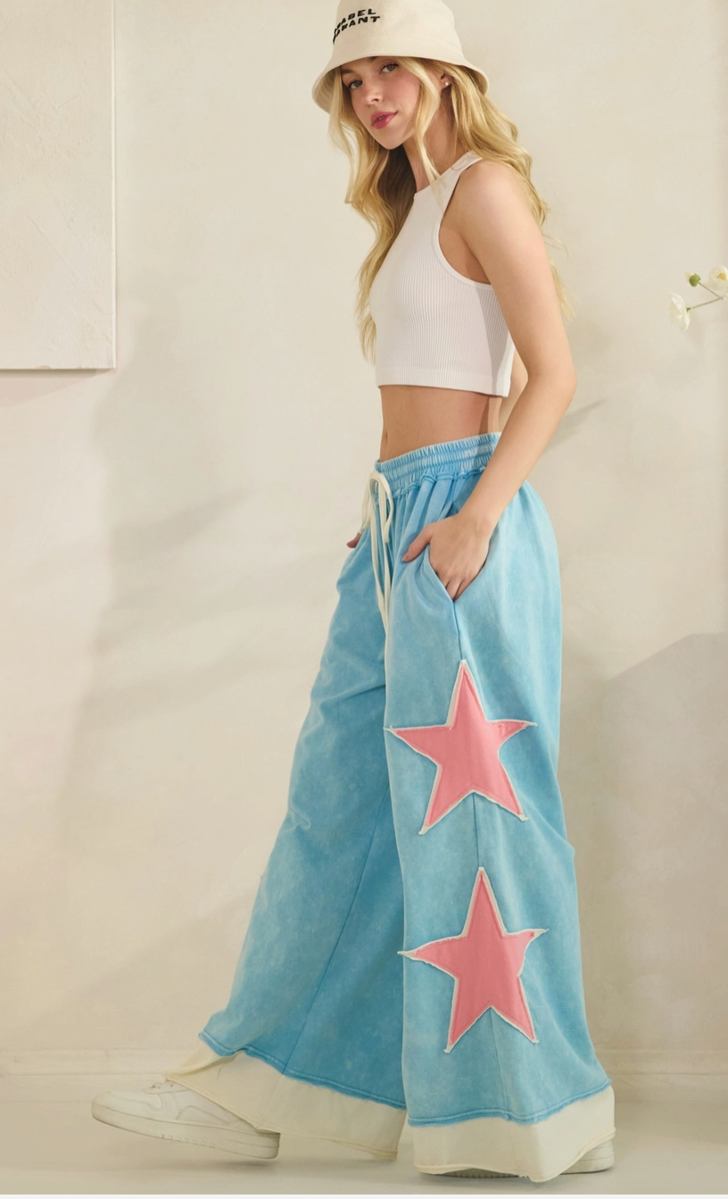 Stardust French Terry Pants - Berry Blue