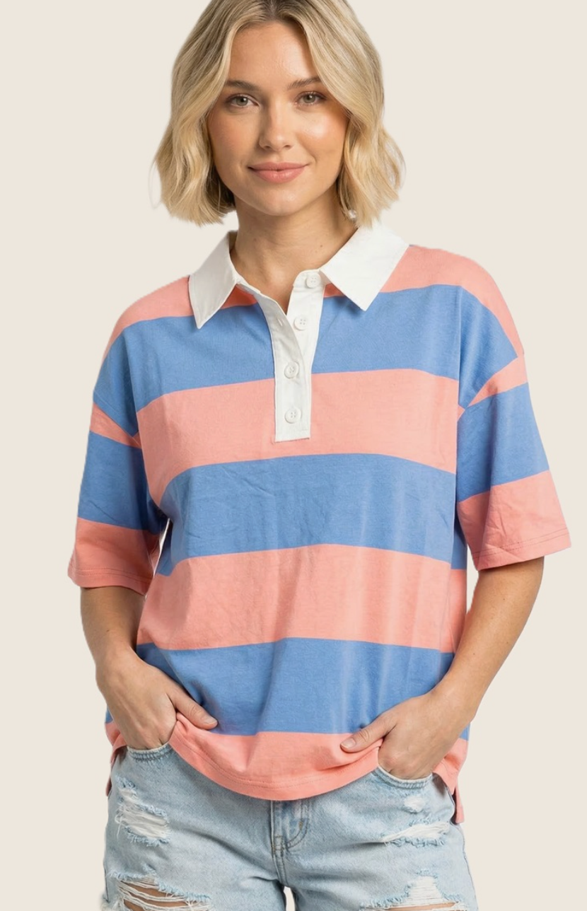 Saltwater Stripes - Peach/Periwinkle
