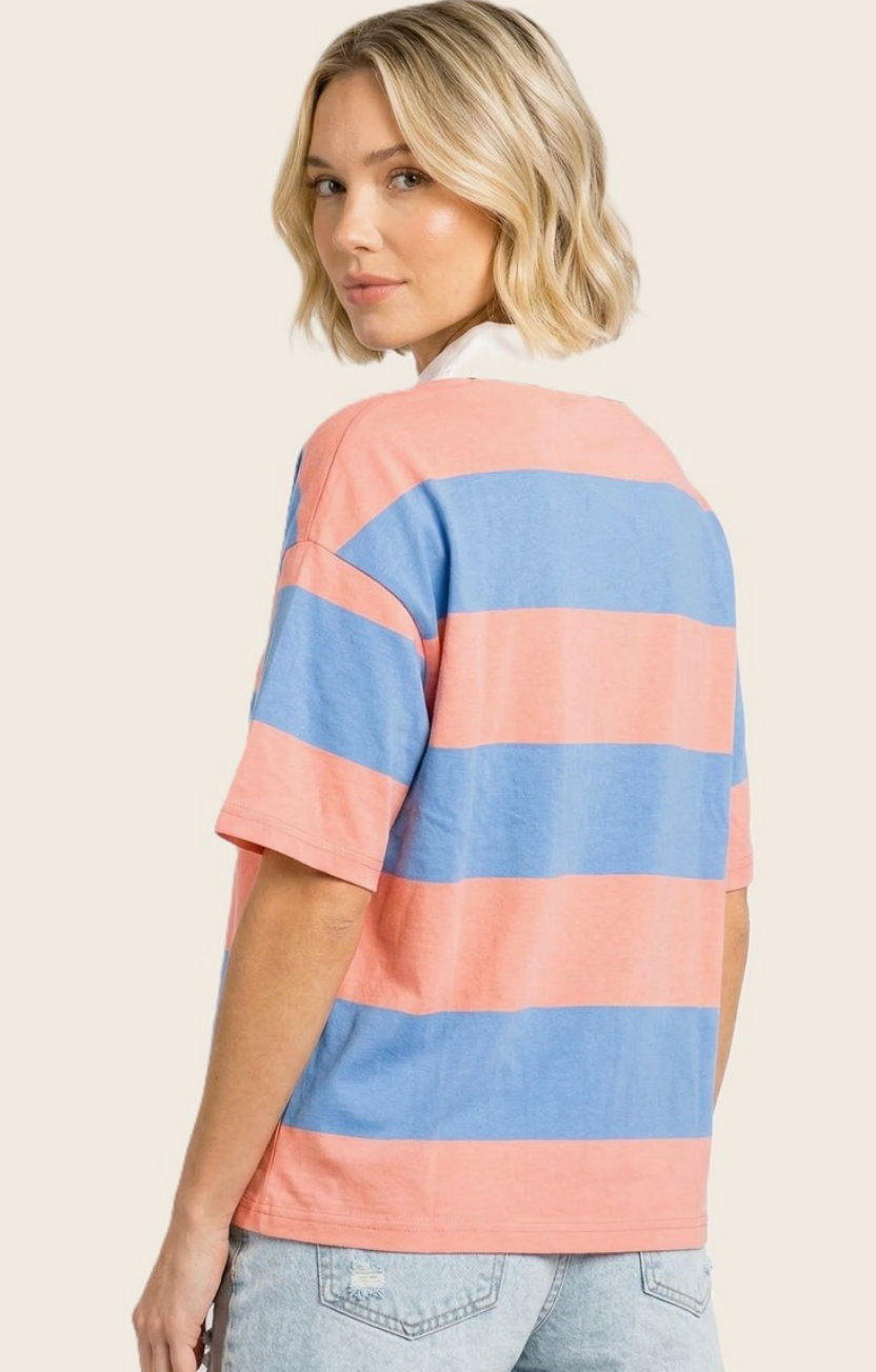 Saltwater Stripes - Peach/Periwinkle