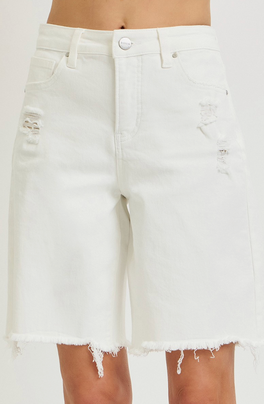 Coastal Cloud Slouchy White Shorts
