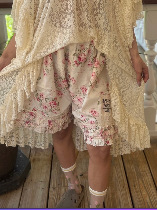 Cottage Core Rose Ruffled Shorts