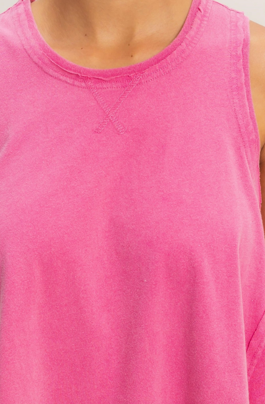 Laid Back Loose Fit Tank Top - Pink