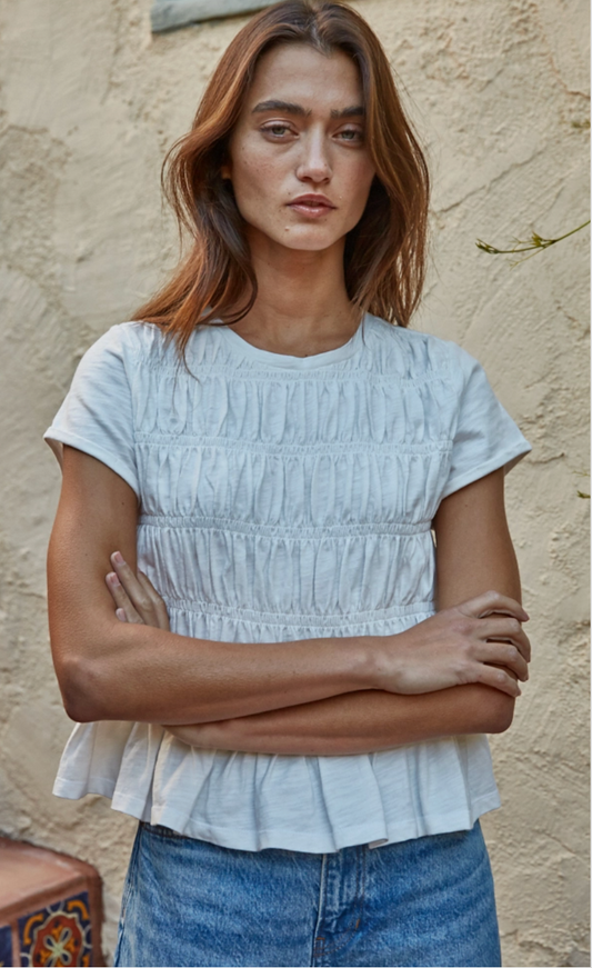 Easy Days Smocked Top - White
