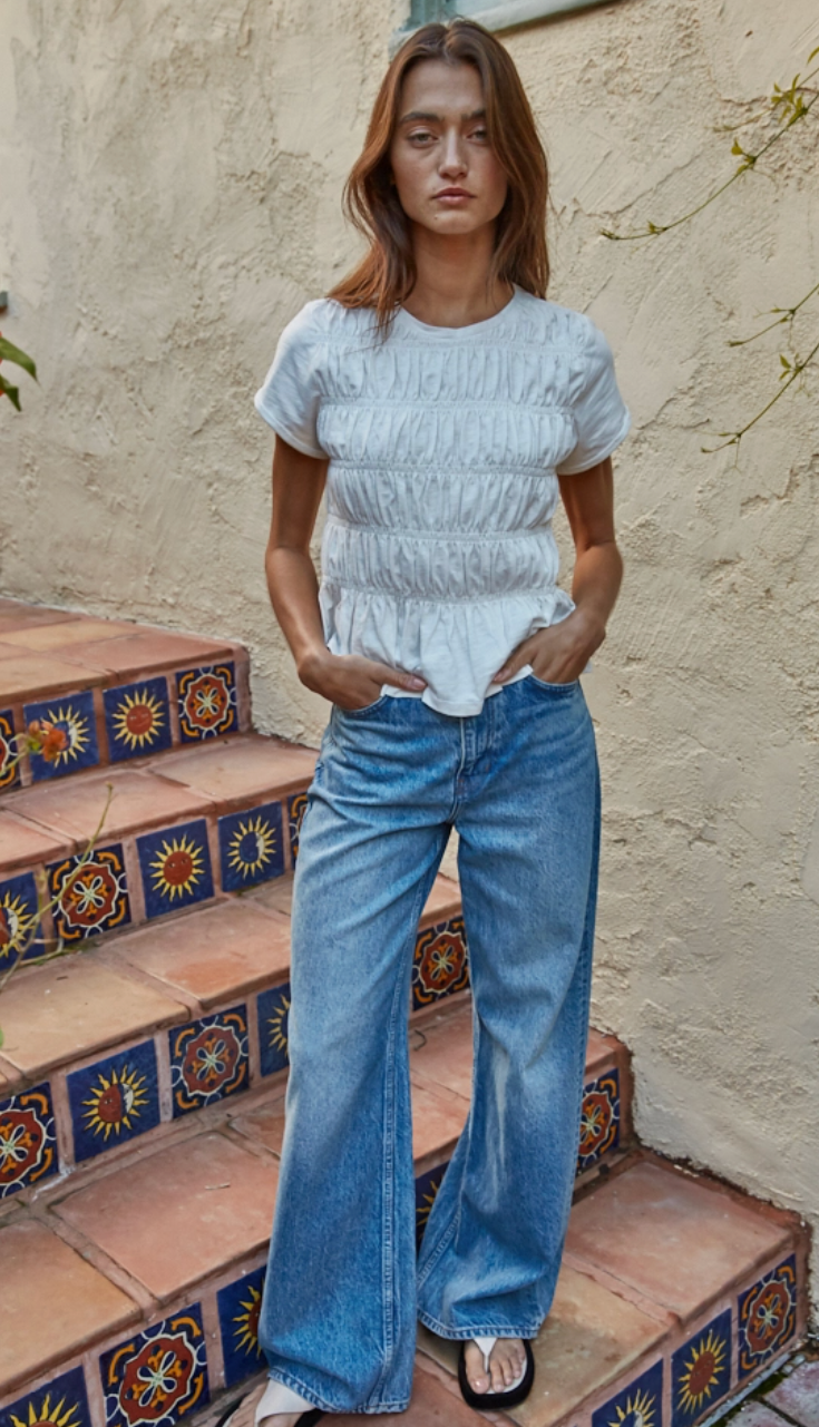 Easy Days Smocked Top - White