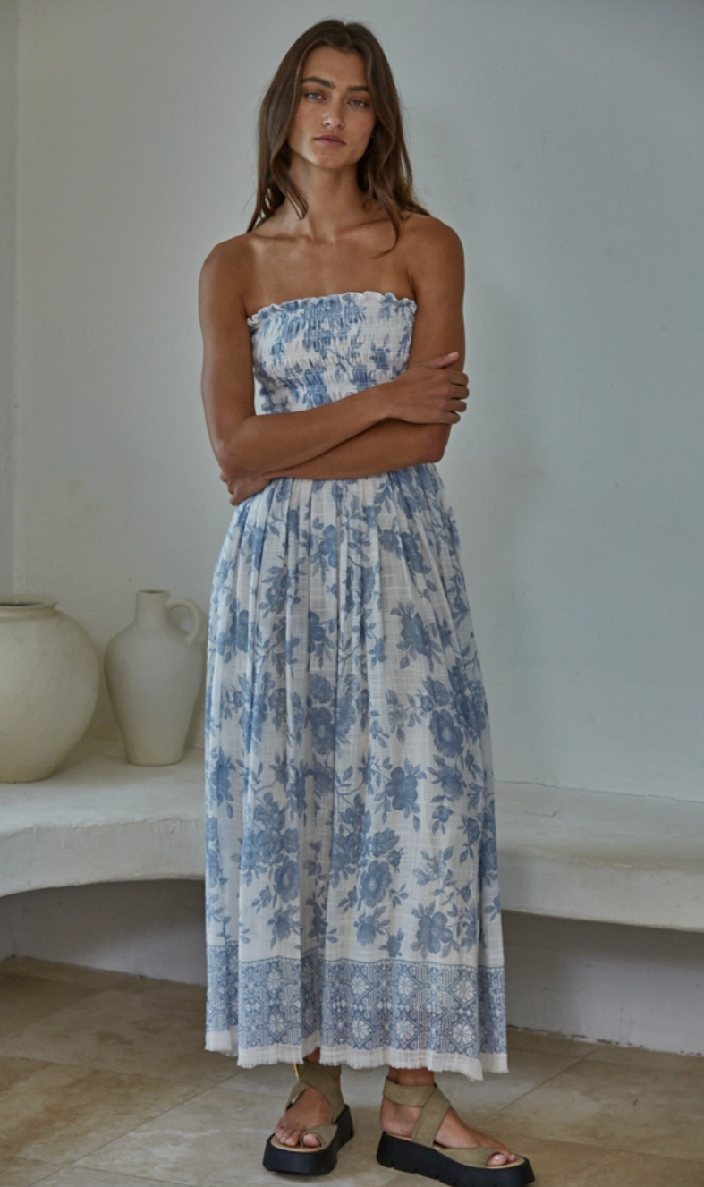 Beach Blooms Strapless Dress