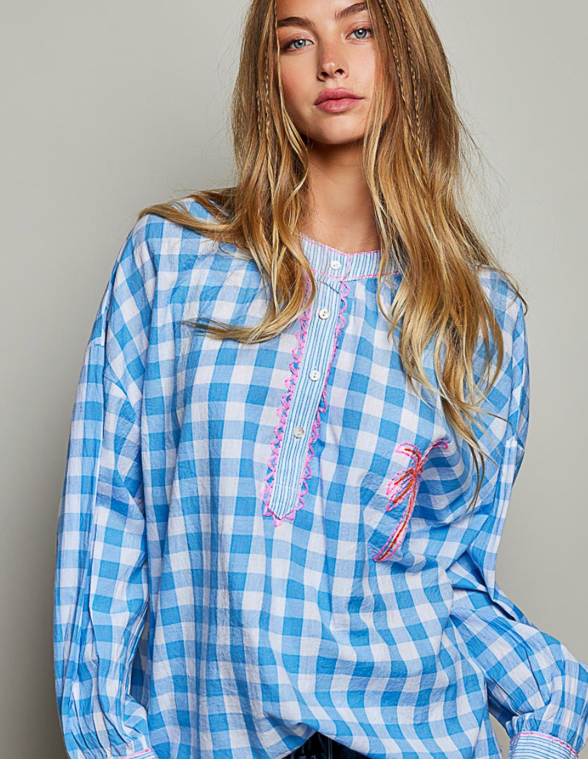 Gingham & Palms Cotton Shirt