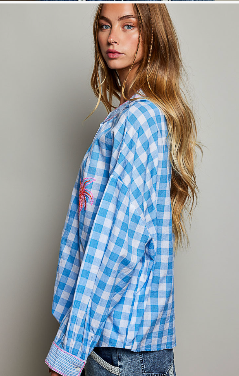 Gingham & Palms Cotton Shirt
