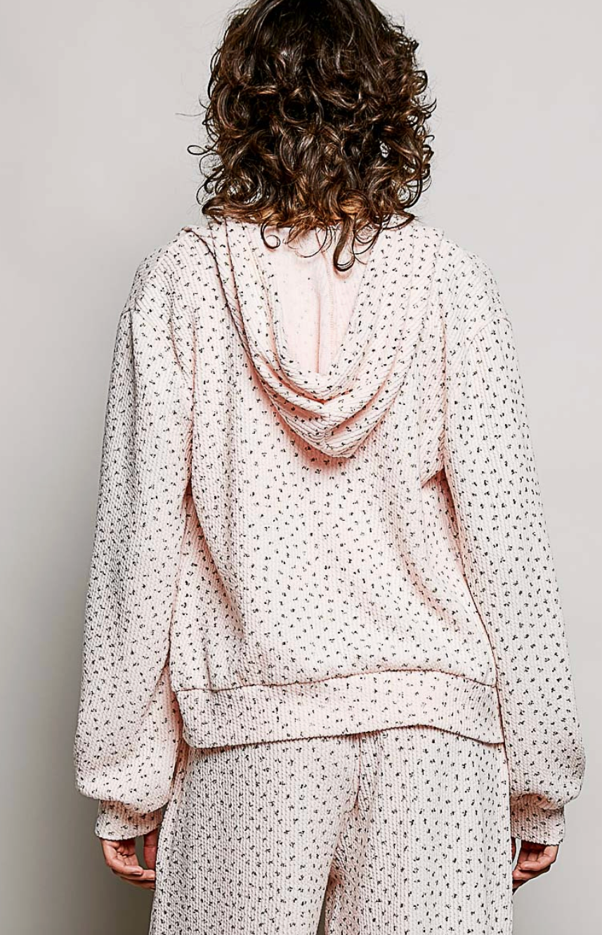 Sweet Shores Zip Up Hoodie - Sunset Pink