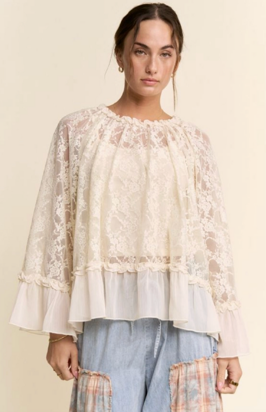 Bell Sleeve Lace Blouse - Ivory