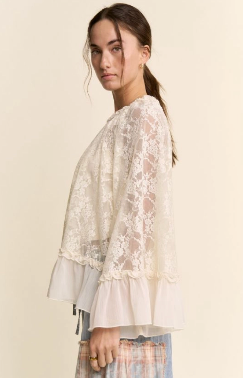 Bell Sleeve Lace Blouse - Ivory