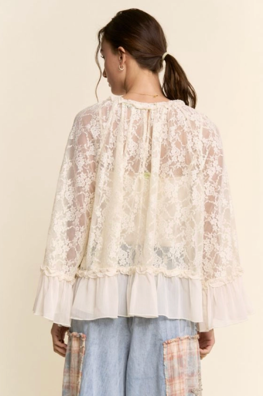Bell Sleeve Lace Blouse - Ivory