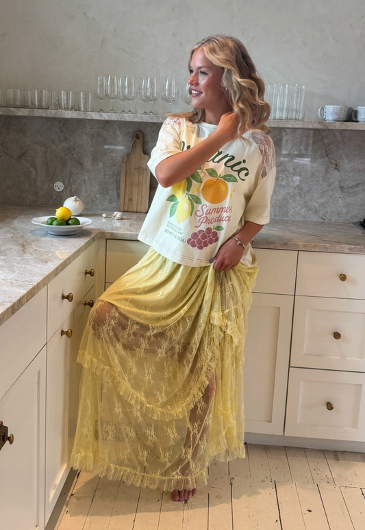 Lace Maxi Skirt - Yellow
