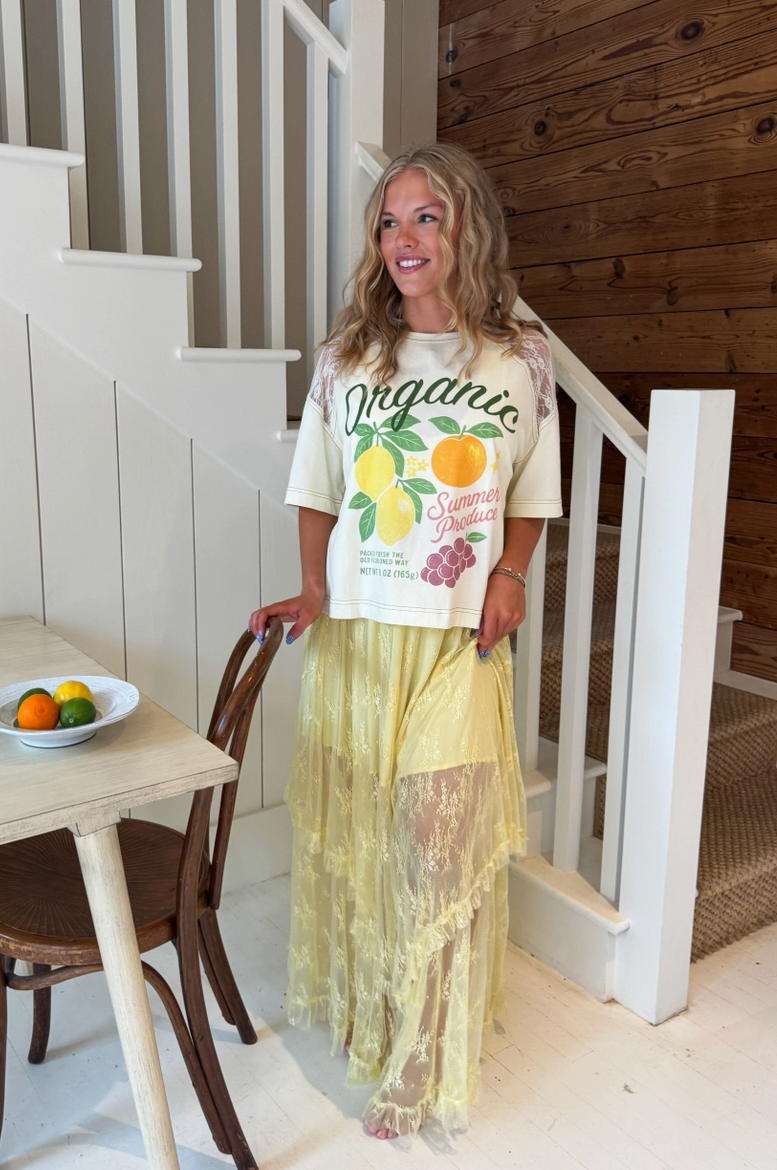 Lace Maxi Skirt - Yellow