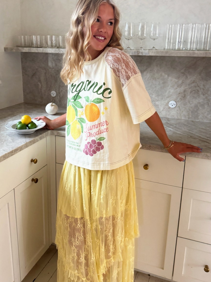 Lace Maxi Skirt - Yellow