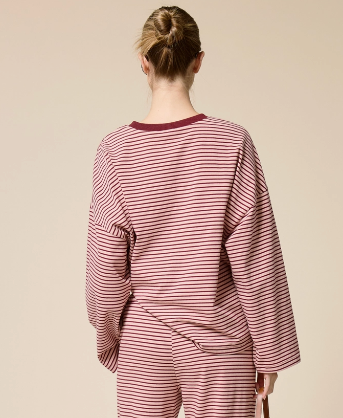 Everyday Ease Oversized Top - Berry Stripe