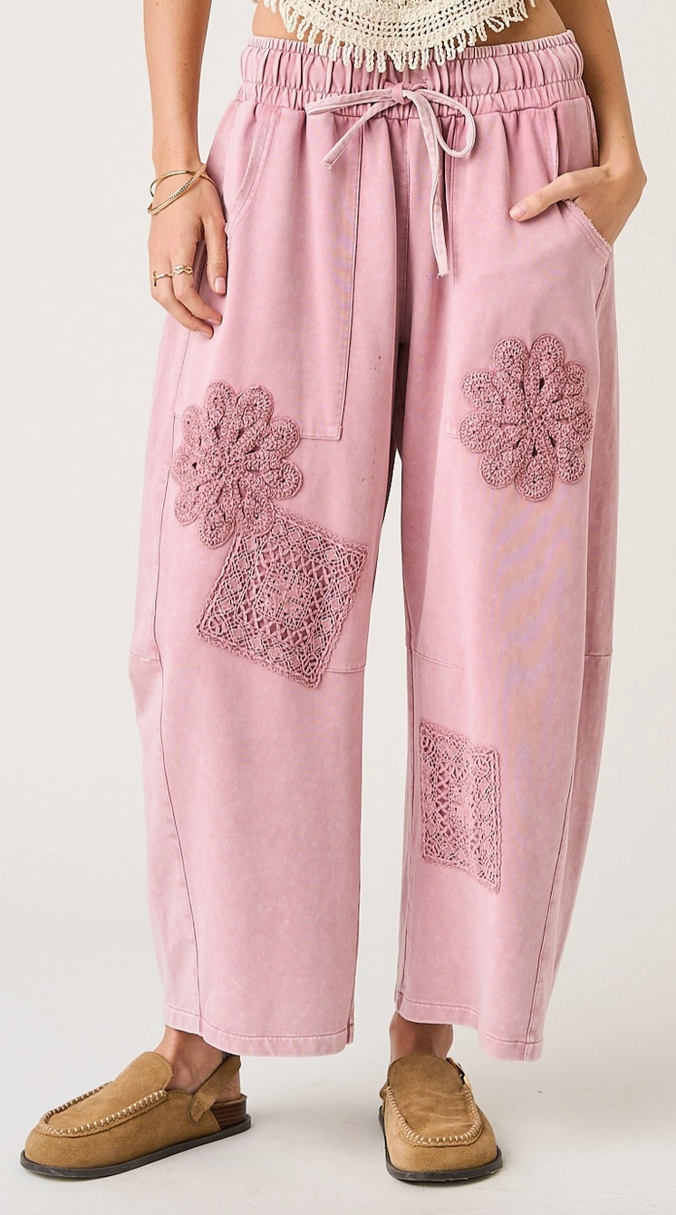 Tide Flower French Terry Barrel Pants
