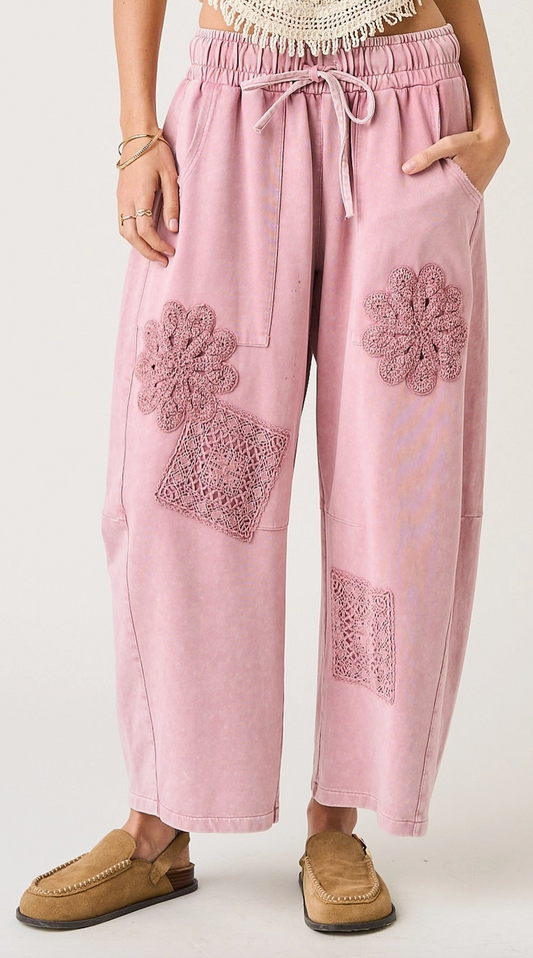 Tide Flower French Terry Barrel Pants