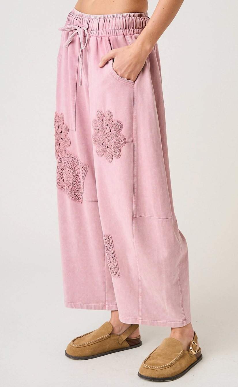 Tide Flower French Terry Barrel Pants