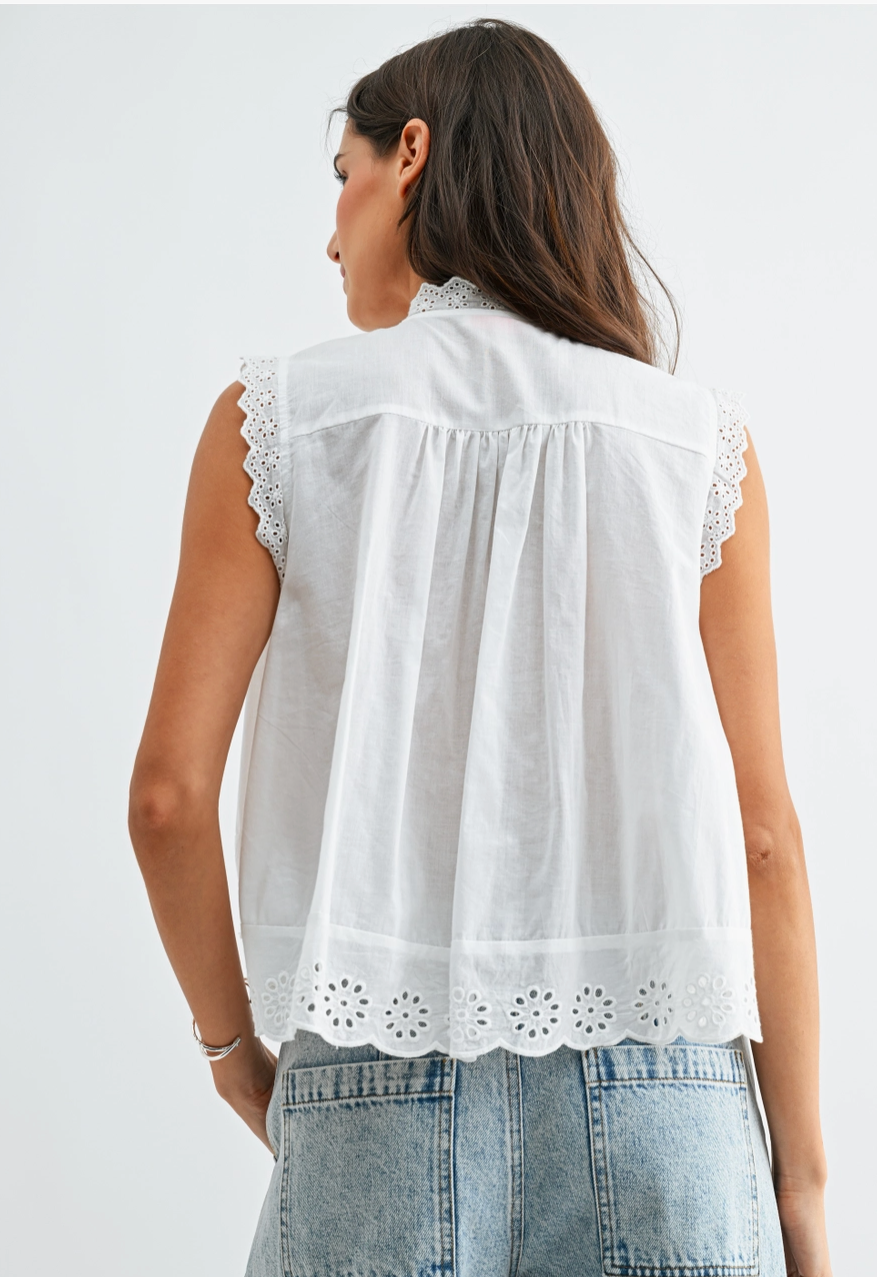 Sun Dazed Eyelette Sleeveless Blouse