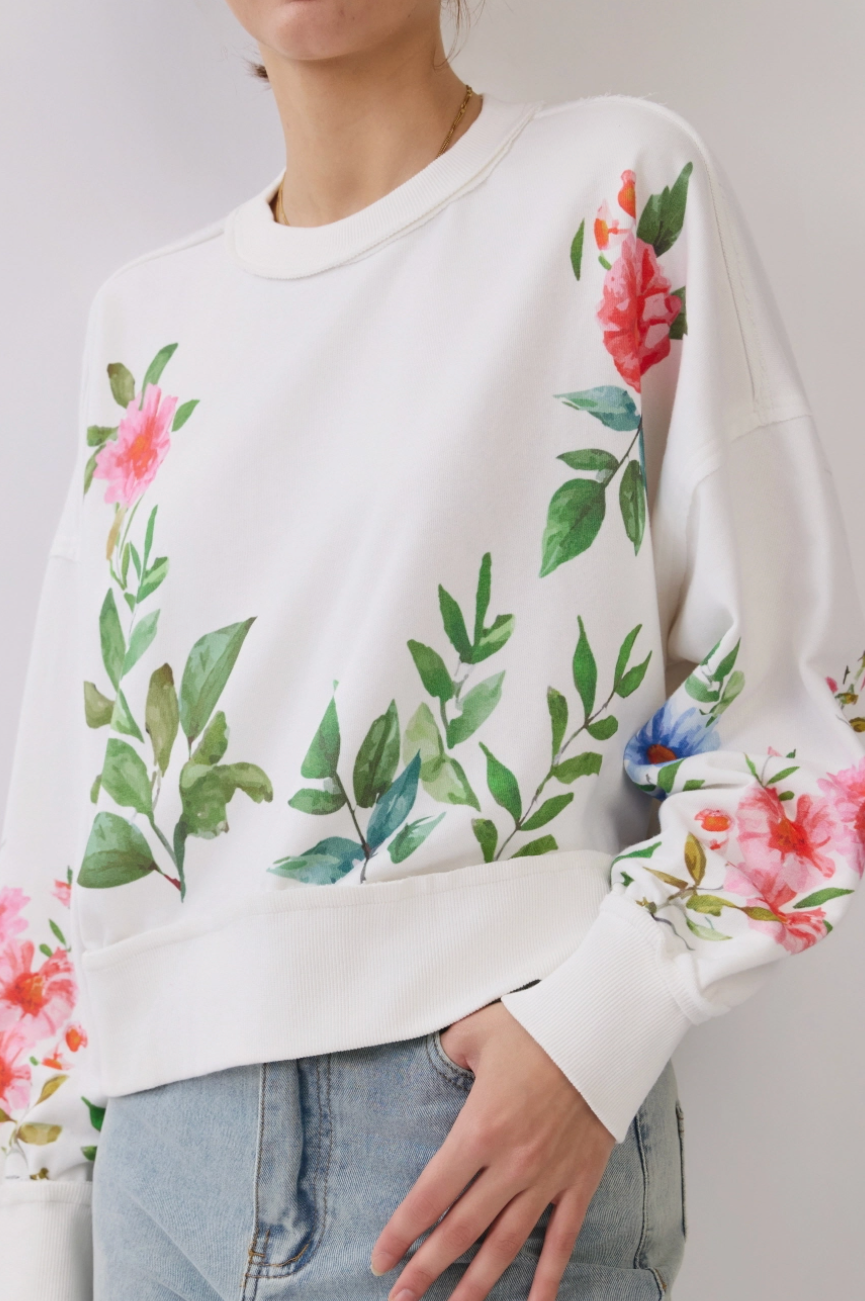 She Blooms floral sweatshirt