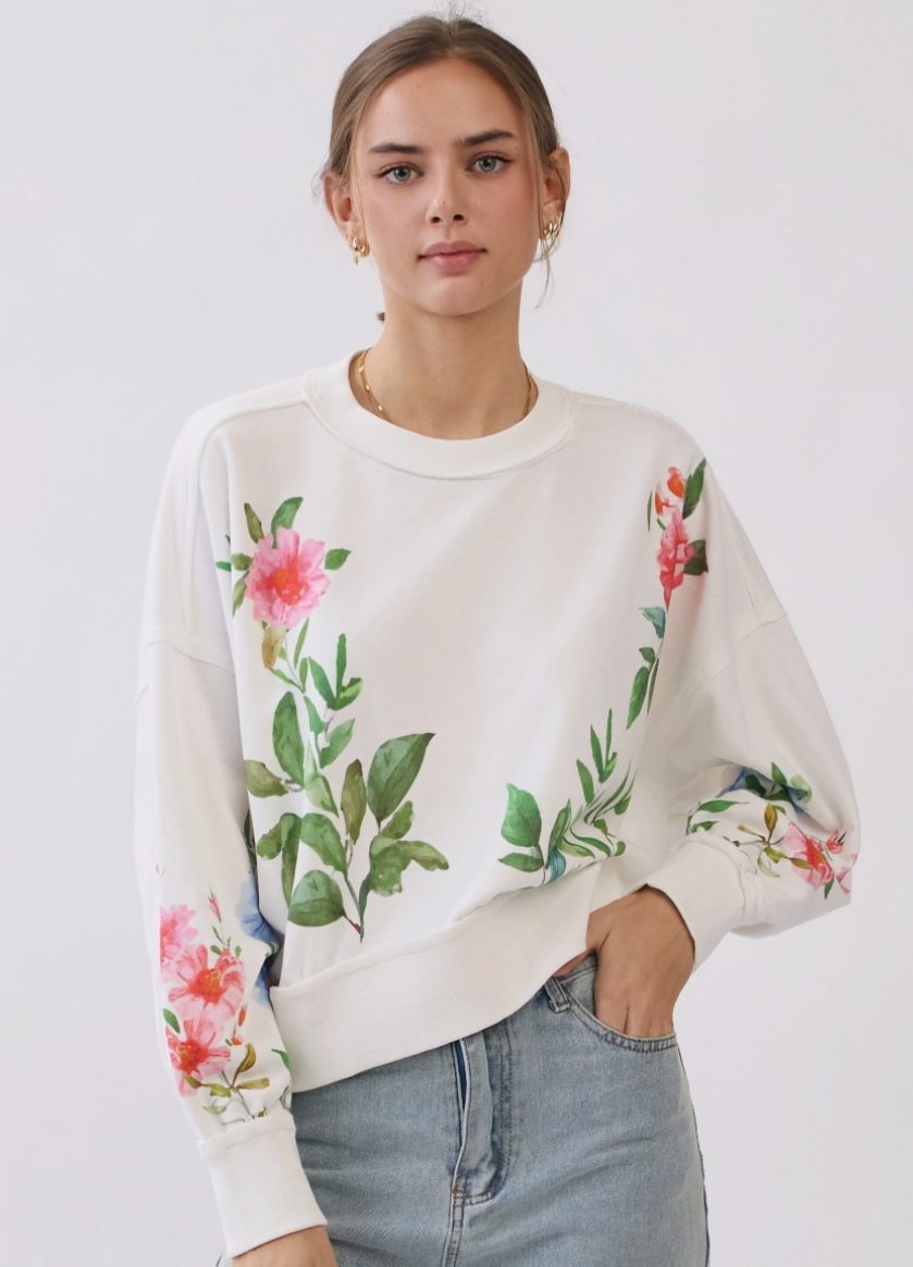 She Blooms floral sweatshirt