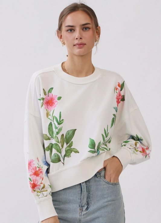 She Blooms floral sweatshirt