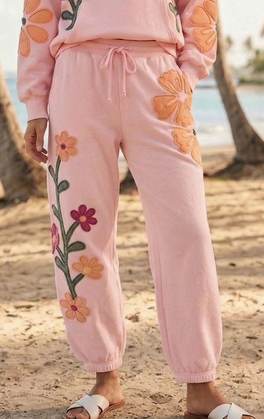 Full Bloom Jogger Sweat Pants - Pink