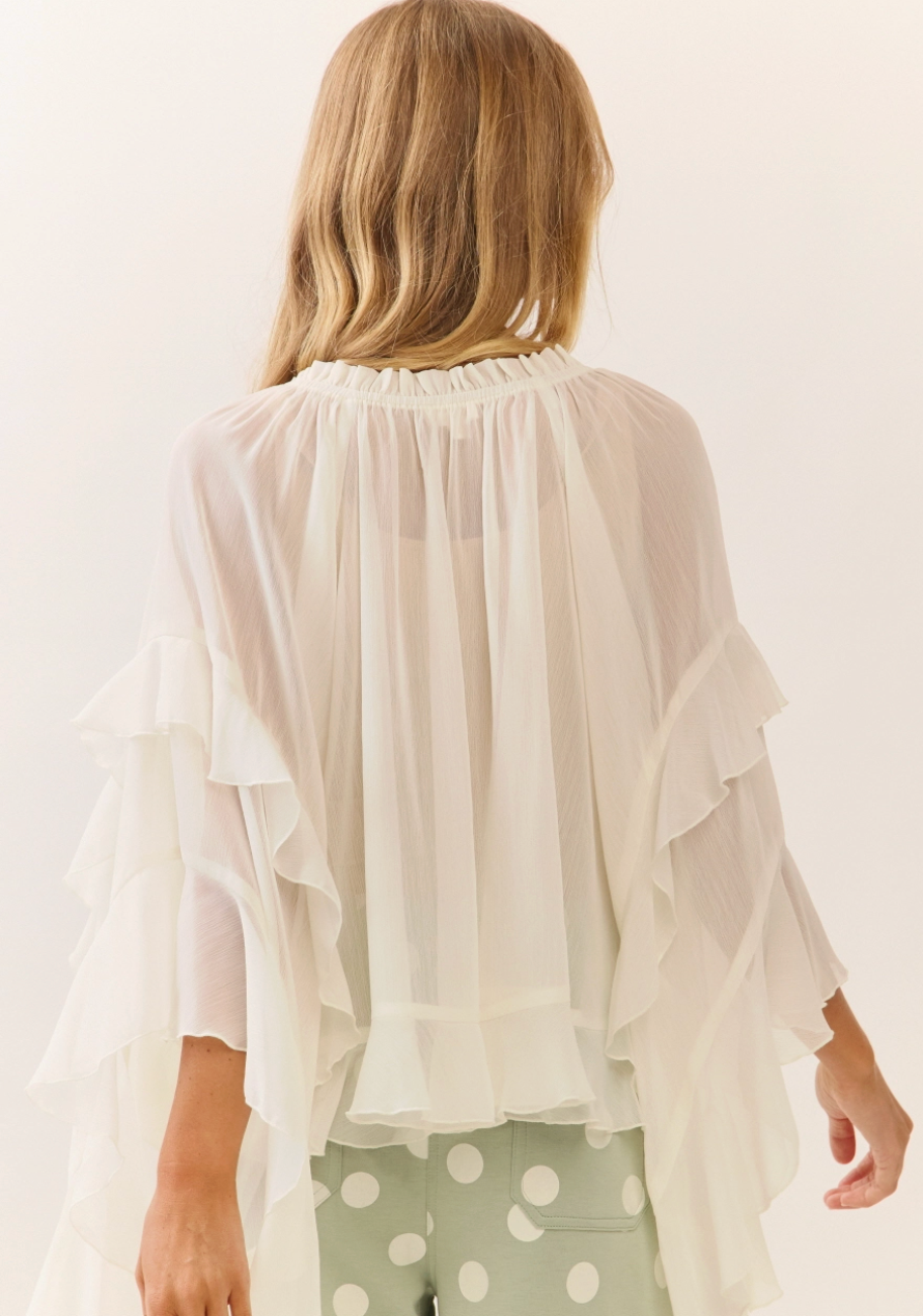 All The Frills Chiffon Blouse - Ivory