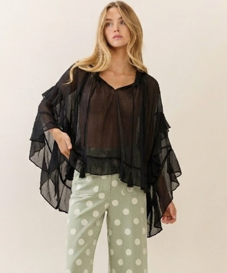 All The Frills Chiffon Blouse - Black