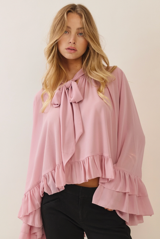 She's Fancy Chiffon Blouse - Dusty Pink