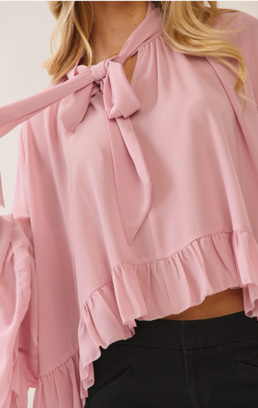 She's Fancy Chiffon Blouse - Dusty Pink