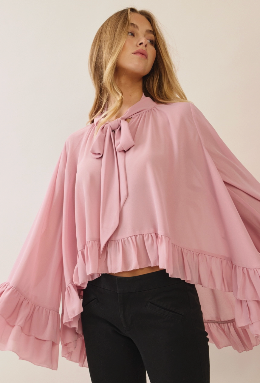 She's Fancy Chiffon Blouse - Dusty Pink