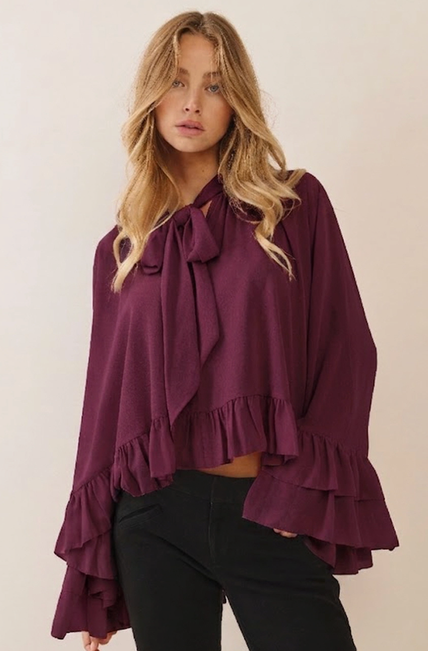 She's Fancy Chiffon Top - Deep Berry